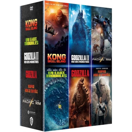 DVD Godzilla 1 + Godzilla 2 + Kong + Rampage + en eaux Troubles + Pacific Rim