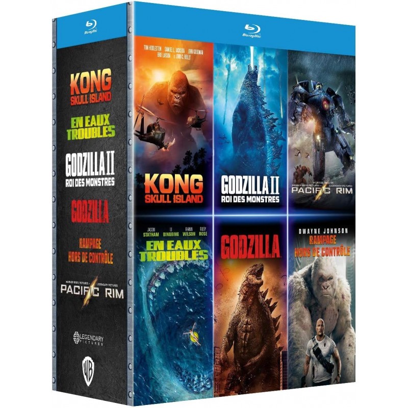 Blu Ray Kong + godzilla 1 et 2 + pacific rim + 3 films (coffret 6 bluray)